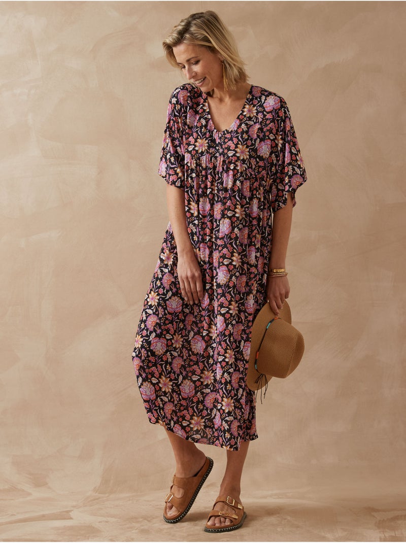 Robe ample manches kimono - DAXON Noir Multicolore - Kiabi