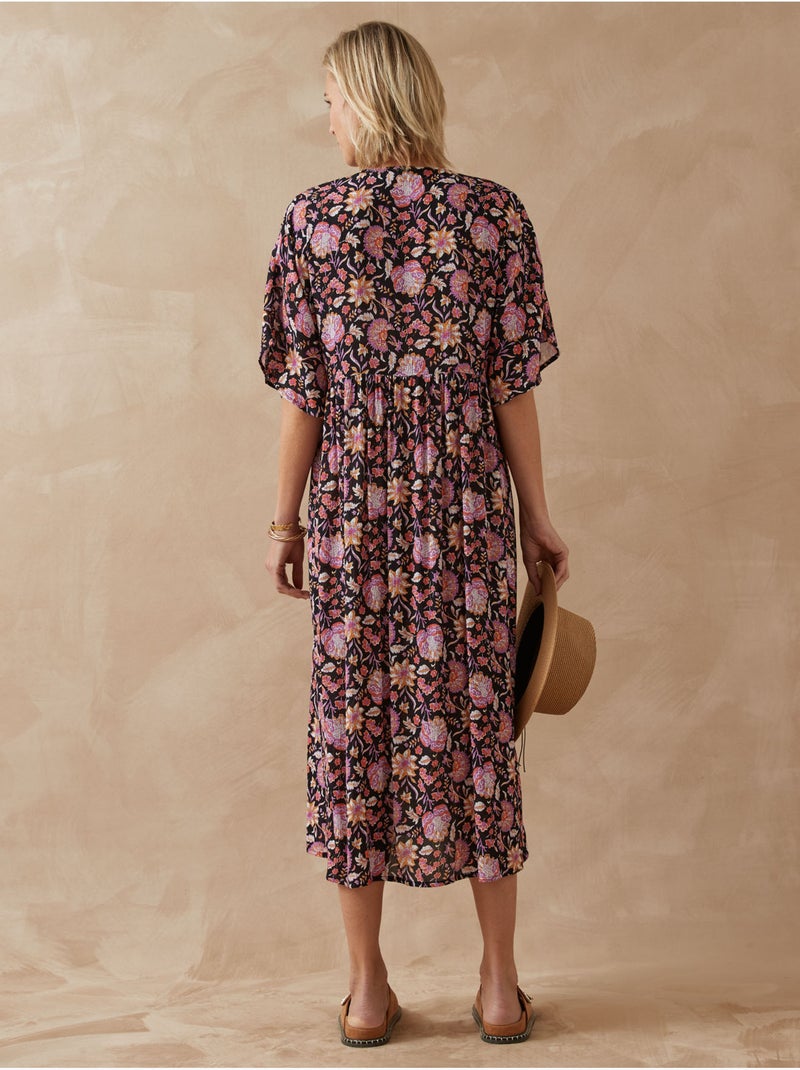 Robe ample manches kimono - DAXON Noir Multicolore - Kiabi