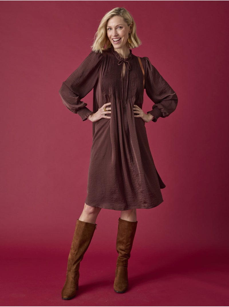 Robe ample manches longues - DAXON Marron chocolat - Kiabi