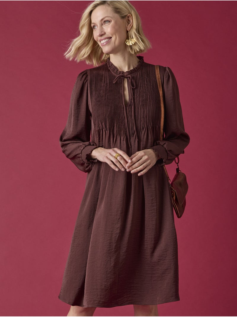 Robe ample manches longues - DAXON Marron chocolat - Kiabi