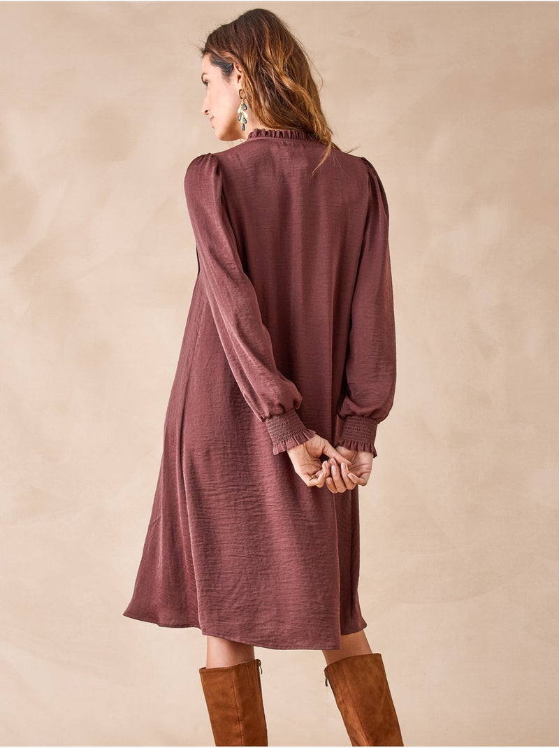 Robe ample manches longues - DAXON Marron chocolat - Kiabi