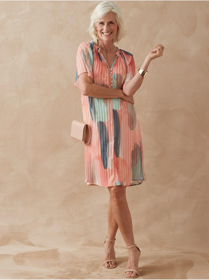 Robe ample manches papillon - DAXON Rose/Multicolore - Kiabi