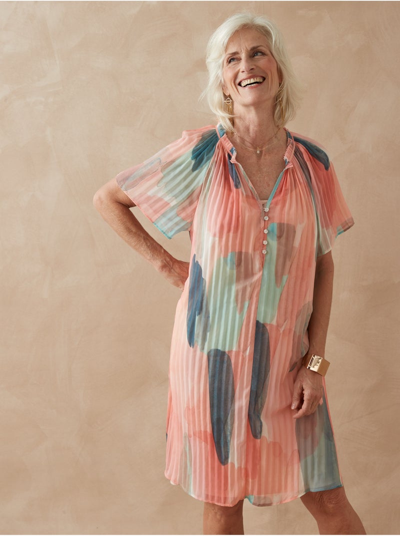 Robe ample manches papillon - DAXON Rose/Multicolore - Kiabi