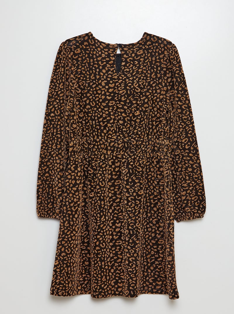 Robe au motif léopard pailleté Noir - Kiabi