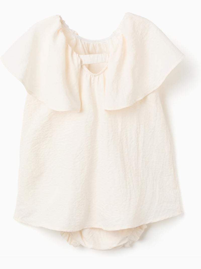 Robe avec appliqué floral + bloomer Beige clair - Kiabi