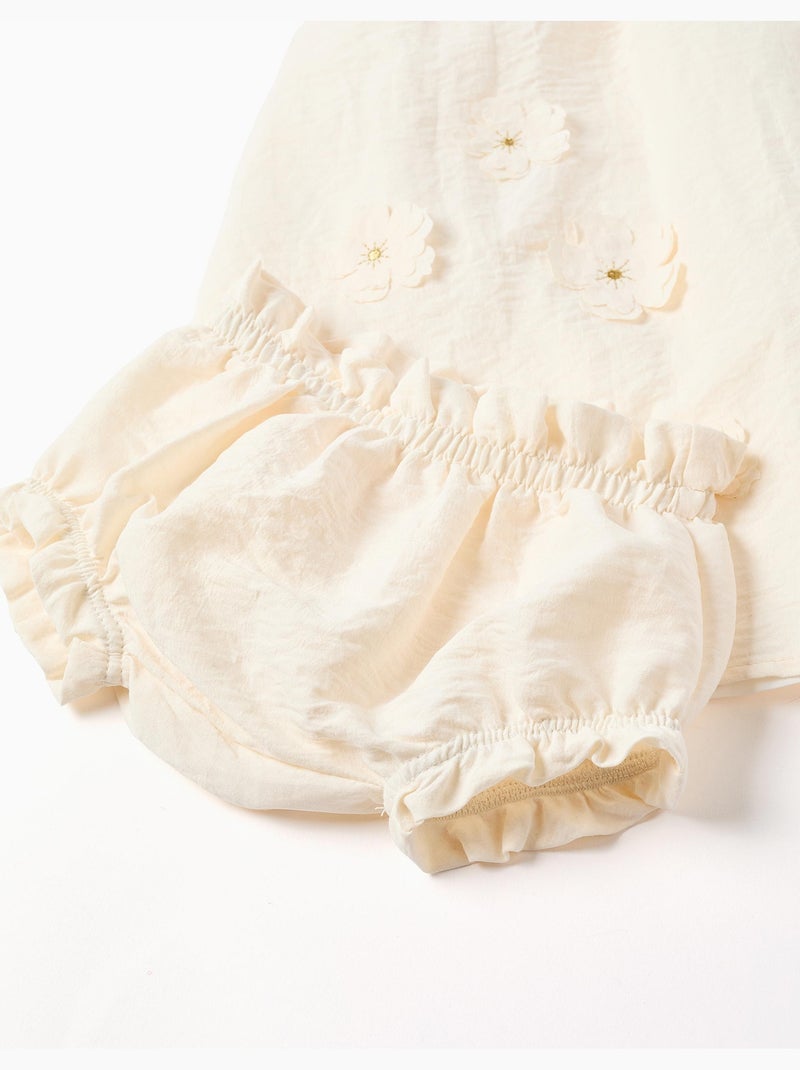 Robe avec appliqué floral + bloomer Beige clair - Kiabi
