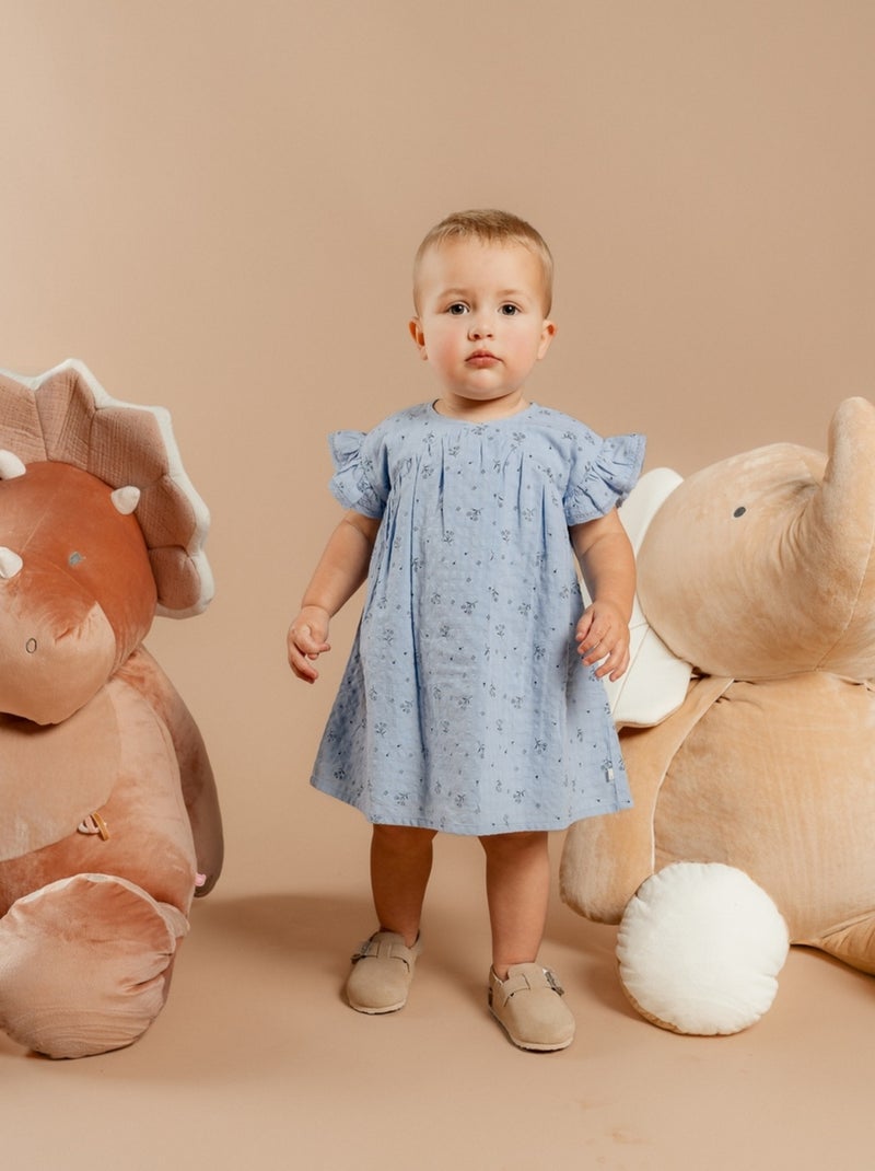 Robe avec bloomer, Crêpe gaufrée Noukie's Bleu - Kiabi