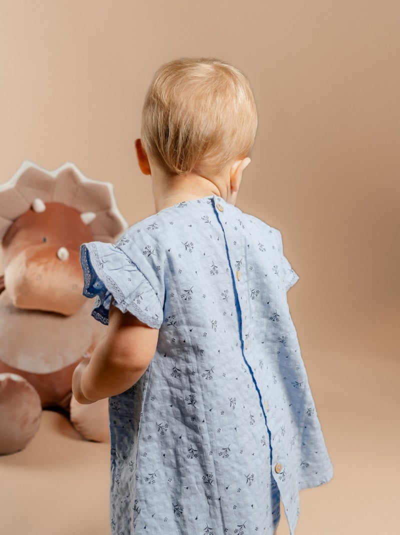 Robe avec bloomer, Crêpe gaufrée Noukie's Bleu - Kiabi