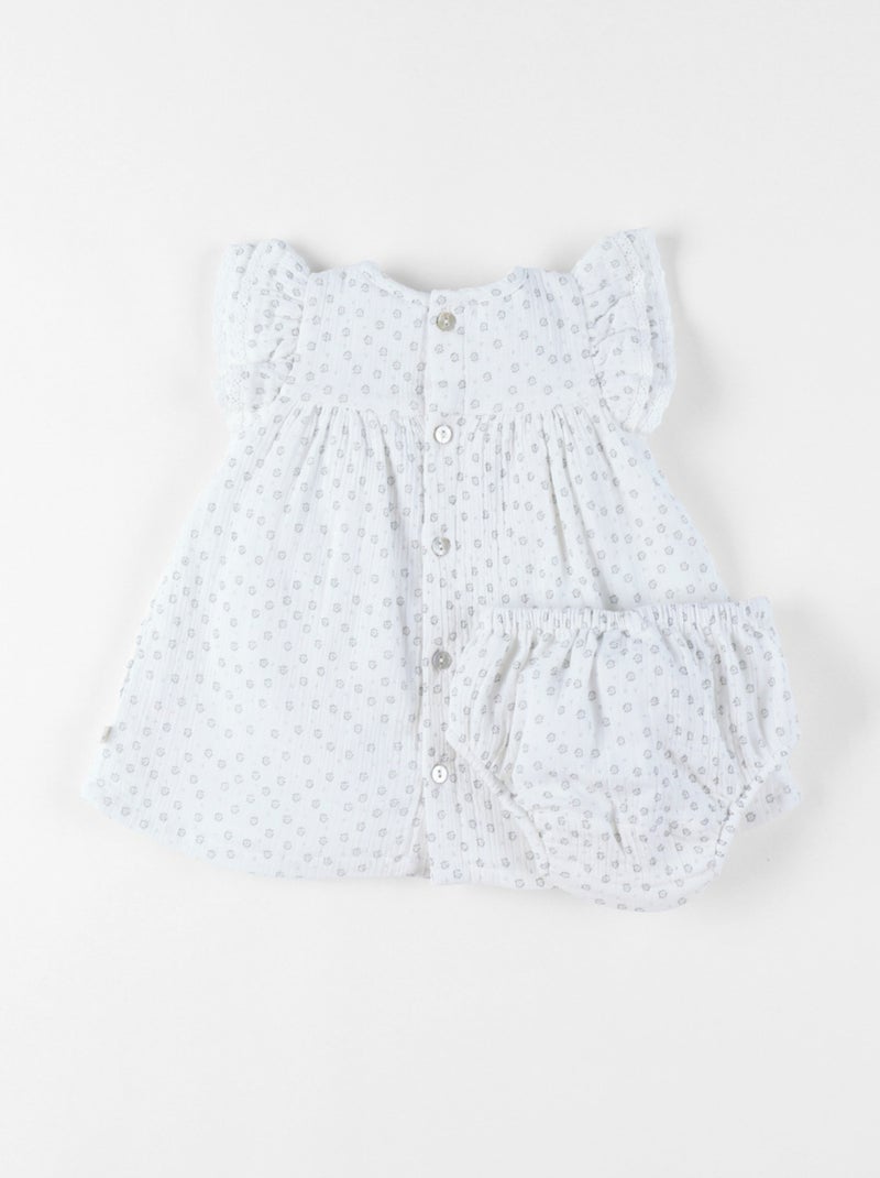 Robe avec Bloomer, Mousseline de Coton Noukie's Blanc - Kiabi