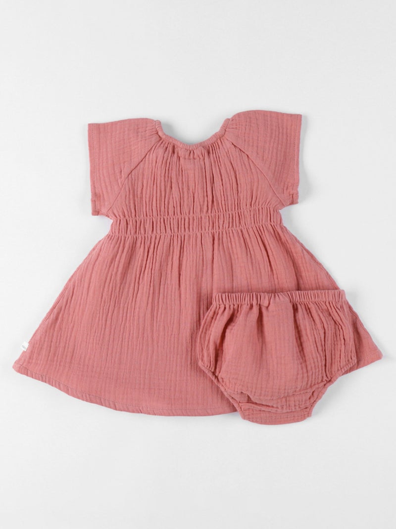 Robe avec bloomer, Mousseline de Coton Noukie's Rose - Kiabi