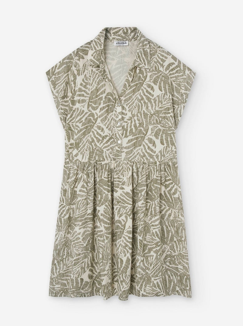 Robe avec Boutons et Motif Beige clair - Kiabi