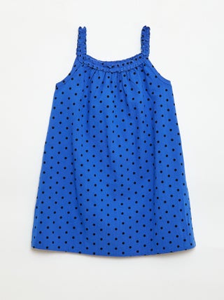 Robe avec bretelles et col volanté