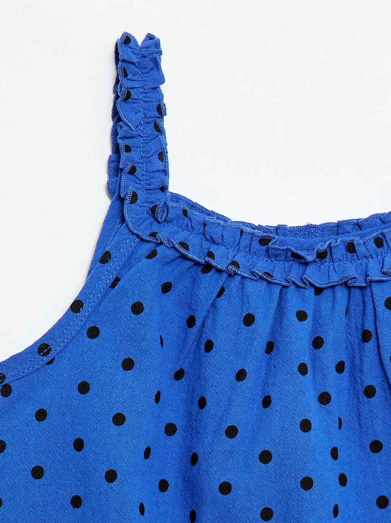 Robe avec bretelles et col volanté Bleu - Kiabi
