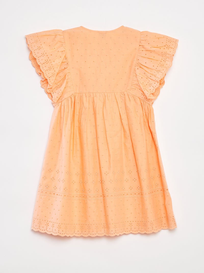Robe avec broderies all over et volants aux emmanchures ORANGE - Kiabi