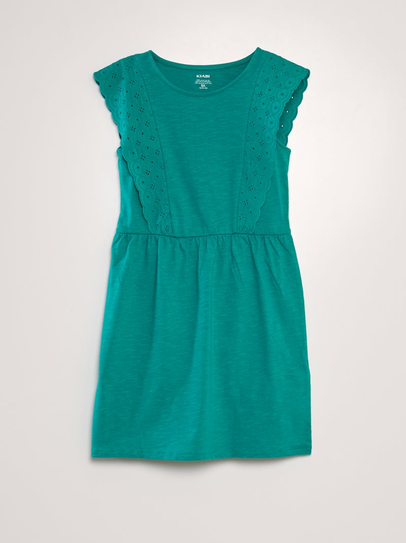 Robe avec broderies anglaises Vert - Kiabi