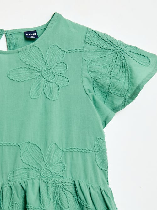 Robe avec broderies fleurs fantaisies - Kiabi