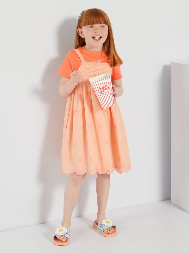 Robe avec broderies Orange - Kiabi