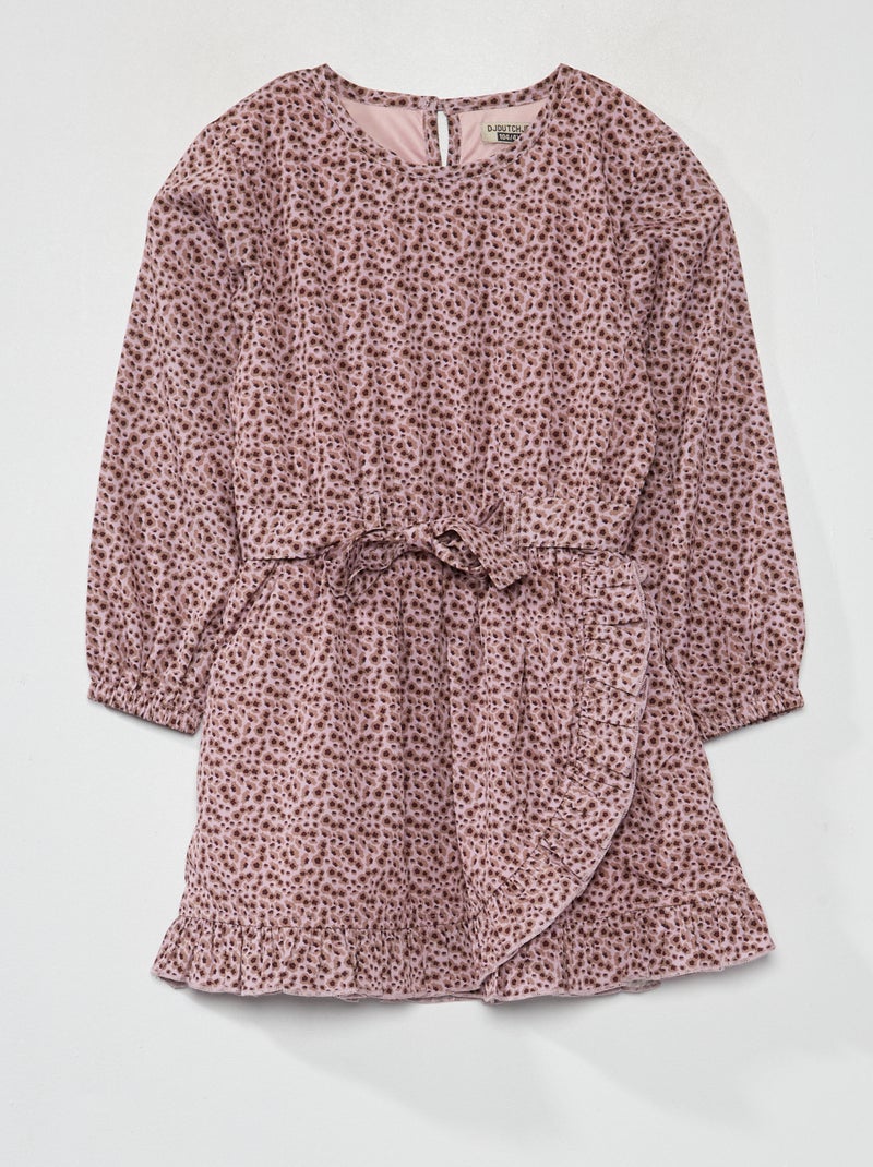 Robe avec ceinture à nouer mauve - Kiabi