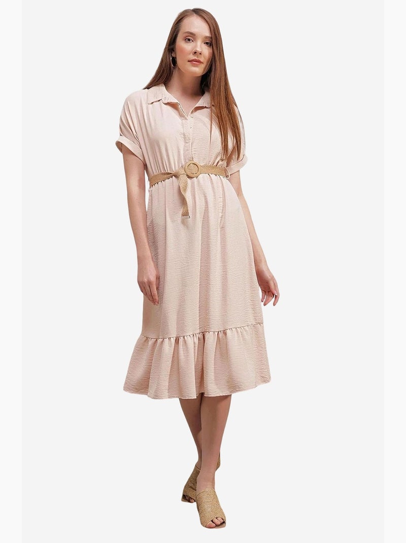 Robe avec ceinture bdart Crème - Kiabi