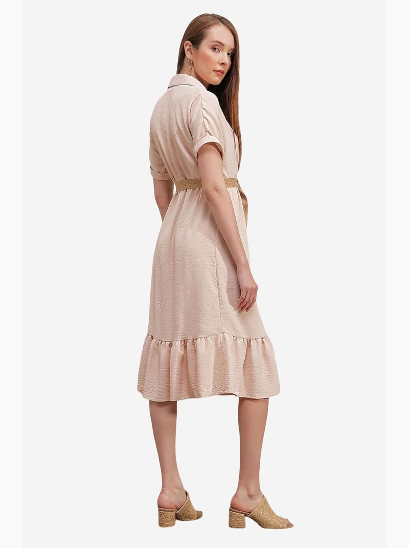 Robe avec ceinture bdart Crème - Kiabi