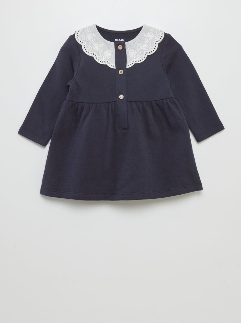 Robe avec col brodé Bleu - Kiabi