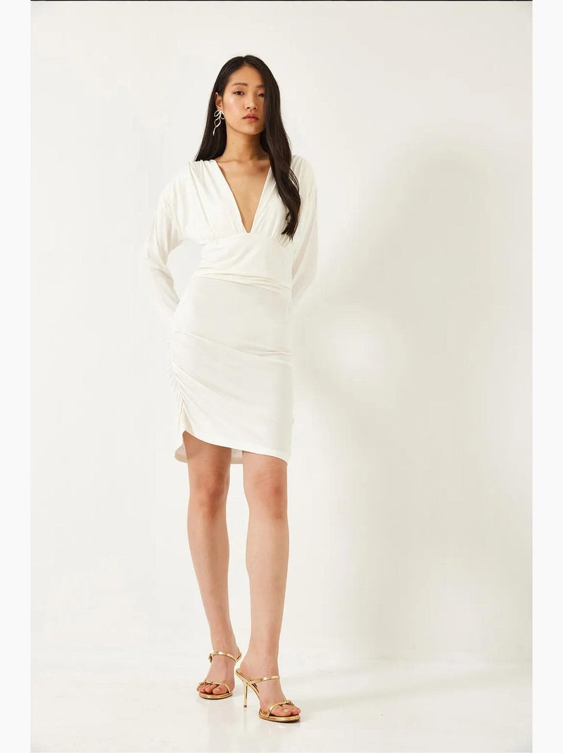 Robe avec côtés froncés lucci Blanc - Kiabi