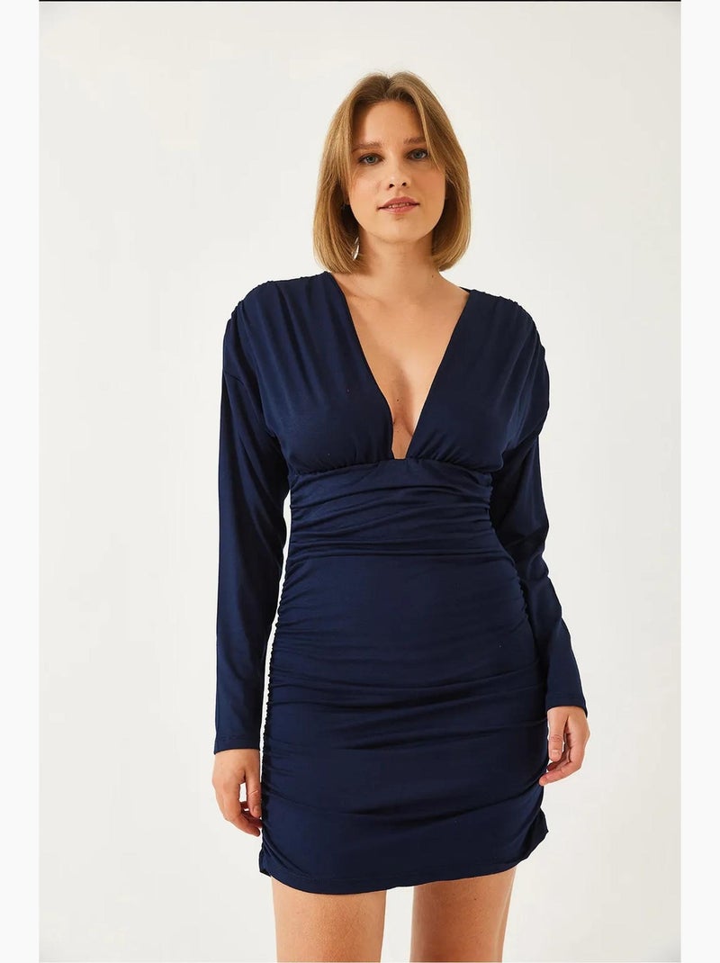Robe avec côtés froncés lucci Bleu marine - Kiabi