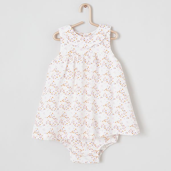 Robe Avec Culotte Lin Et Coton Bebe Fille Blanc Kiabi 14 00