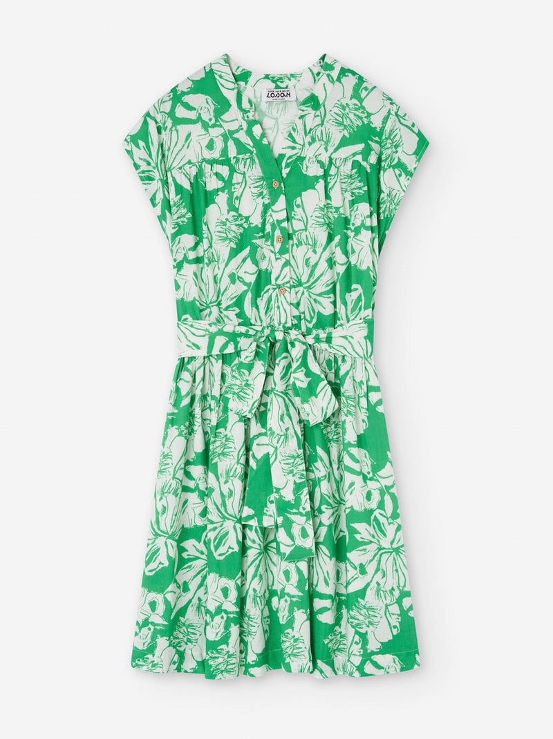 Robe avec Décolleté en V et Motif Vert - Kiabi