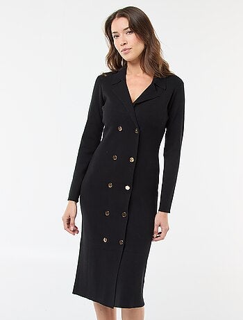 Robe avec double boutonnage uni
