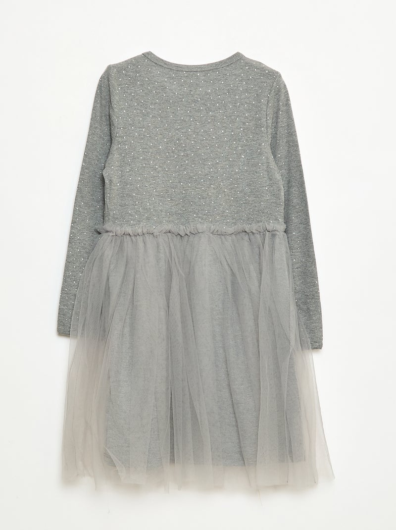 Robe avec effet 2 en 1 avec base en tulle Gris - Kiabi