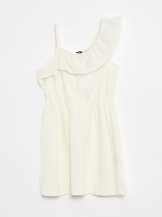 Robe avec épaule dénudée et broderies anglaises