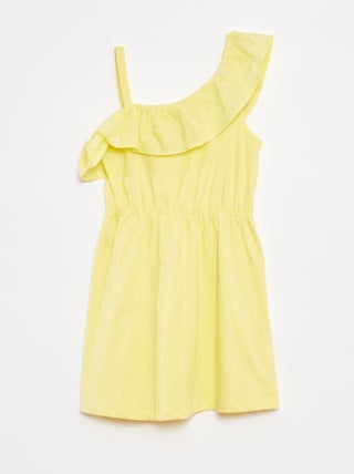 Robe avec épaule dénudée et broderies anglaises
