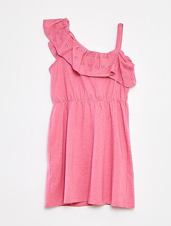 Robe avec épaule dénudée et broderies anglaises