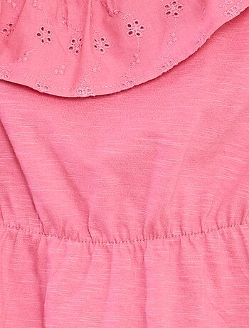 Robe avec épaule dénudée et broderies anglaises