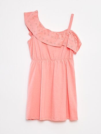 Robe avec épaule dénudée et broderies anglaises