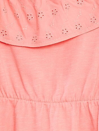 Robe avec épaule dénudée et broderies anglaises