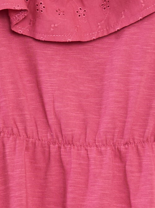 Robe avec épaule dénudée et broderies anglaises - Kiabi