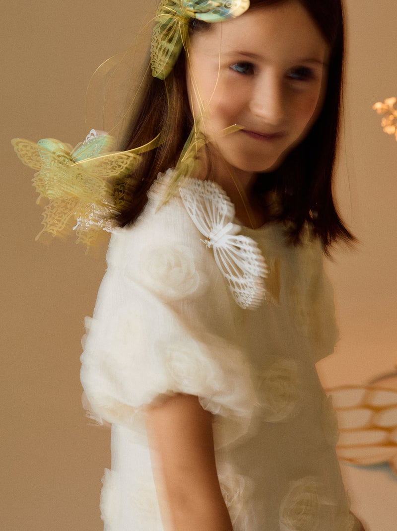 Robe avec Fleurs 3D Blanc - Kiabi