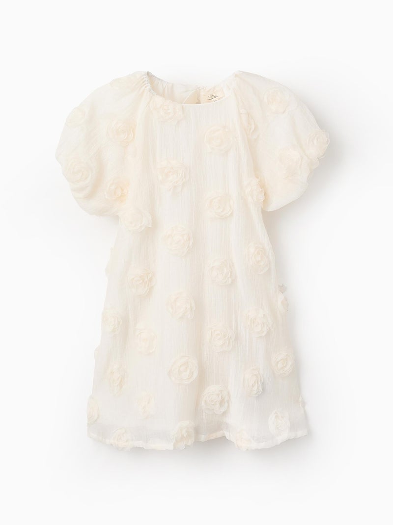 Robe avec Fleurs 3D Blanc - Kiabi