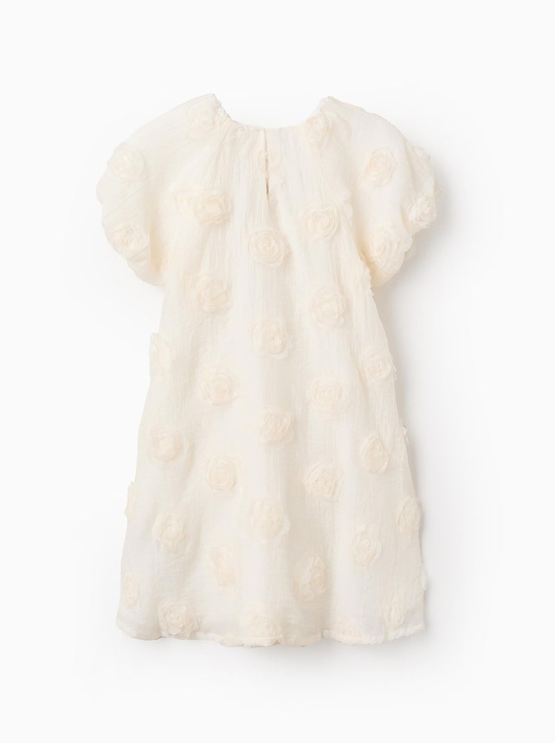 Robe avec Fleurs 3D Blanc - Kiabi