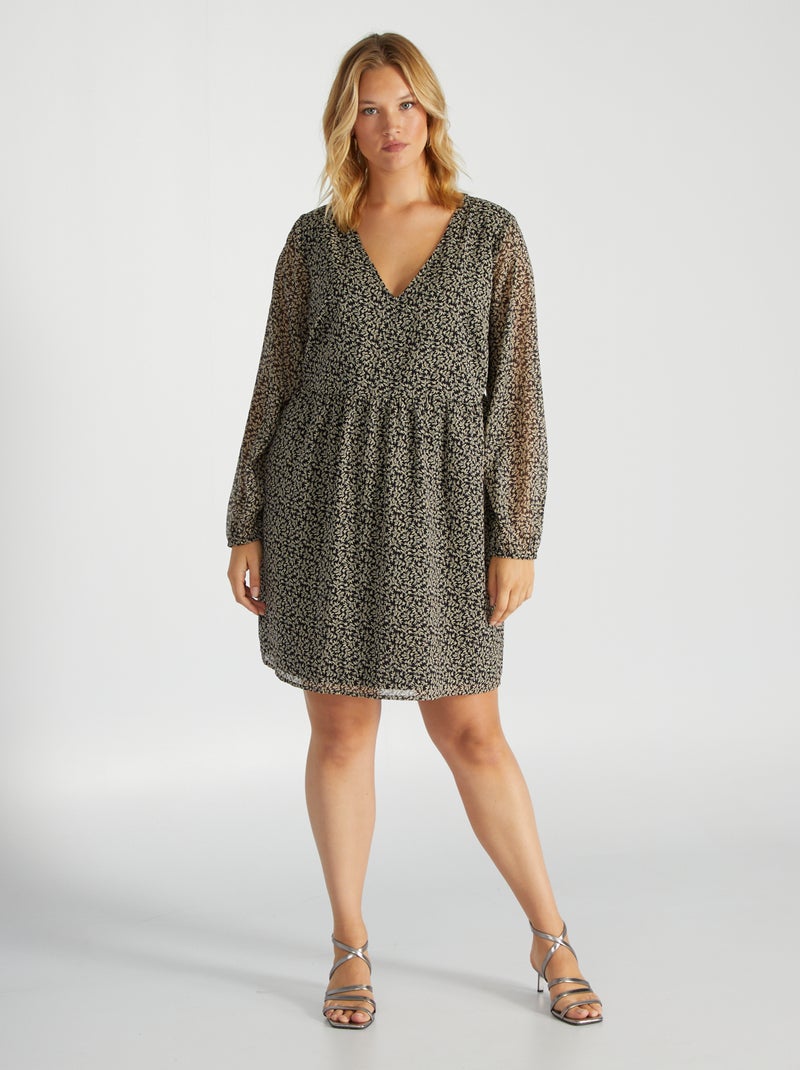Robe avec imprimé Noir/blanc - Kiabi