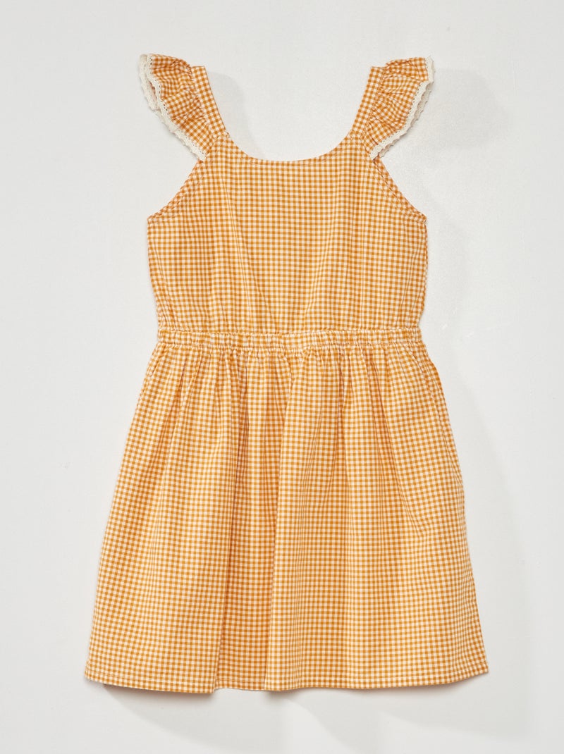 Robe avec imprimé 'vichy' Jaune/blanc - Kiabi