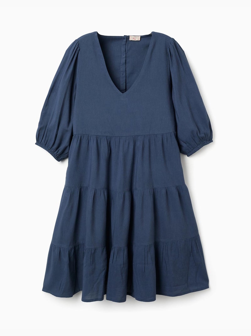 Robe avec manches bouffantes et découpe You&Me Bleu foncé - Kiabi