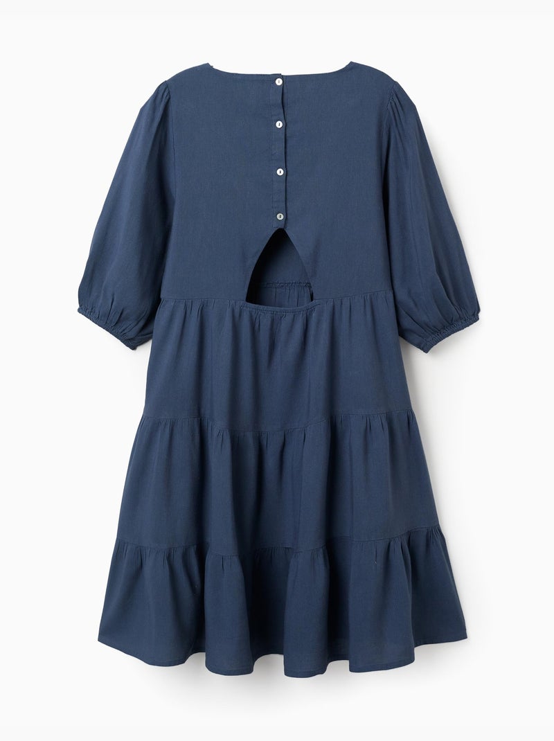 Robe avec manches bouffantes et découpe You&Me Bleu foncé - Kiabi