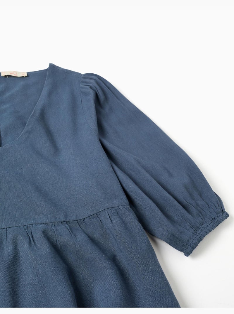 Robe avec manches bouffantes et découpe You&Me Bleu foncé - Kiabi