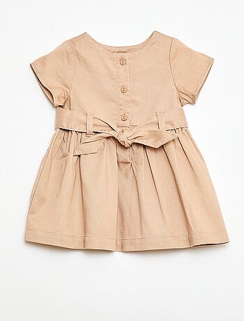 Robe avec manches courtes et ceinture à nouer