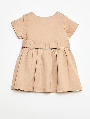 Robe avec manches courtes et ceinture à nouer