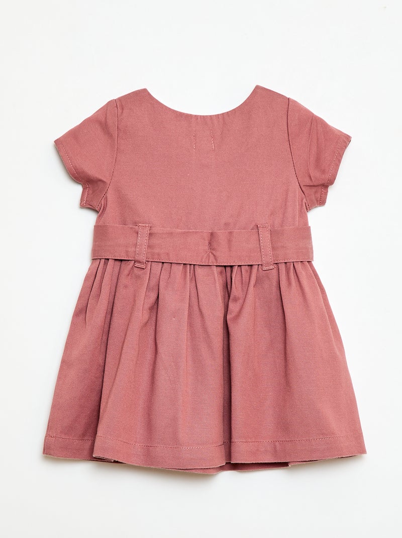 Robe avec manches courtes et ceinture à nouer Rose - Kiabi