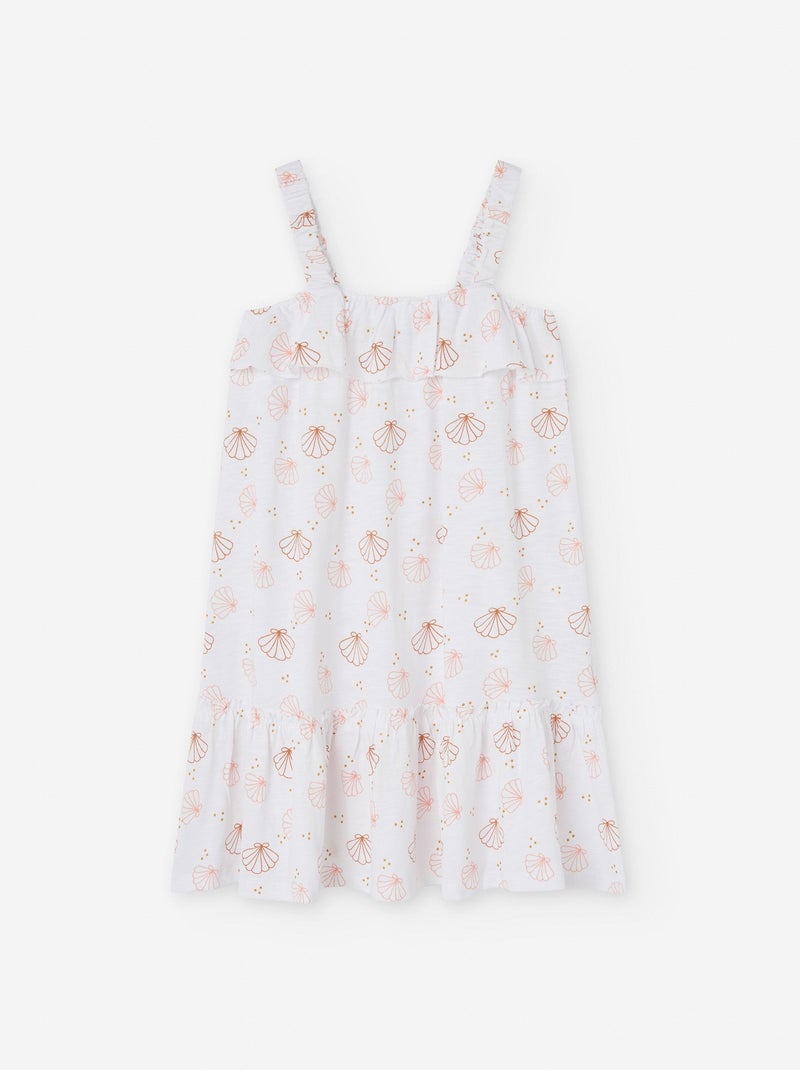 Robe avec Motif et Volants Blanc - Kiabi